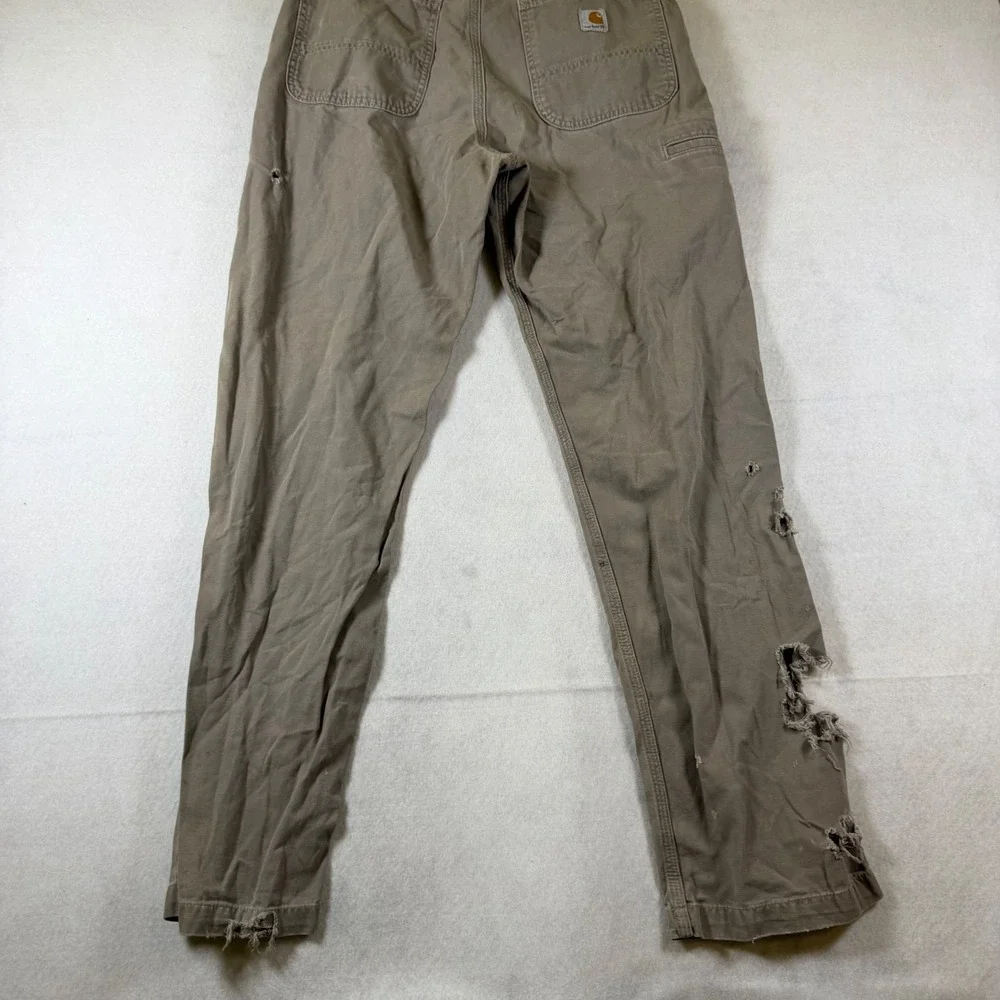 Carhartt B299 MUS Relaxed Fit Canvas Carpenter Work Pants Mushroom 33x34 Distres